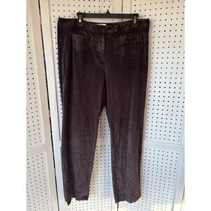 Talbots Stretch Velour Velvet Brown Pants Trousers Women's 14 Brown